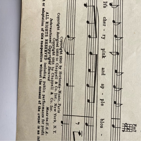 Cherry Pink And Apple Blossom White Sheet Music Featuring Jane Russell - Picture 4 of 5